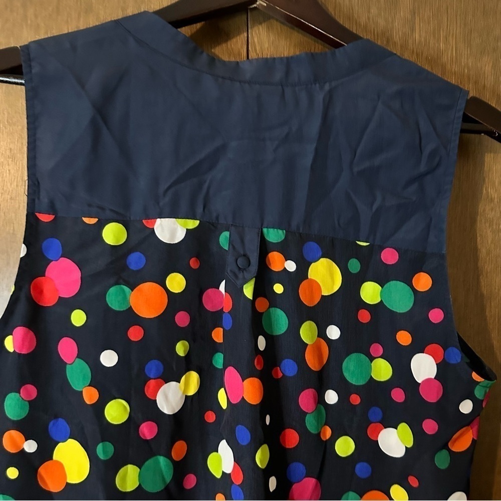 MODCLOTH Woman’s Sleeveless Top Polka Dot Multicolor Retro Vintage Novelty Sz L - Picture 7 of 8